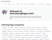 Tablet Screenshot of gotcoloringpages.com
